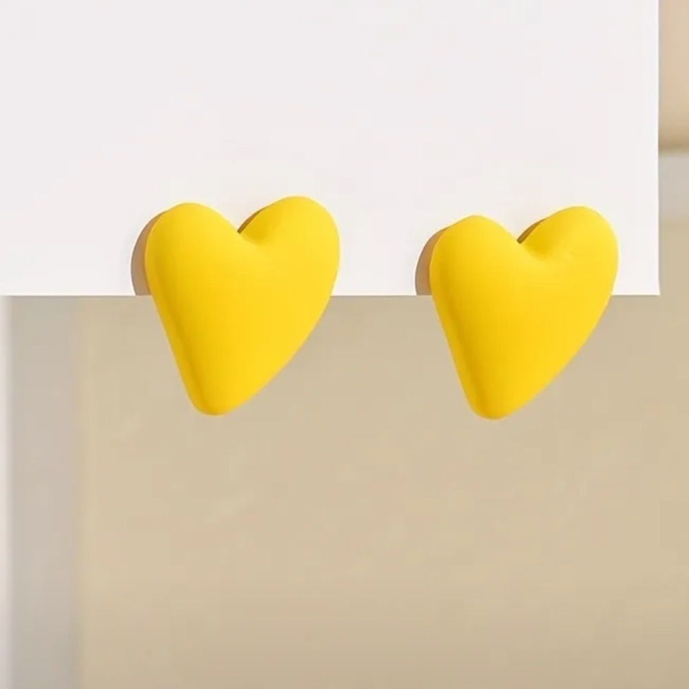 Yellow Soft velvet textured Heart Shaped Stud Earrings. All colours in my shop